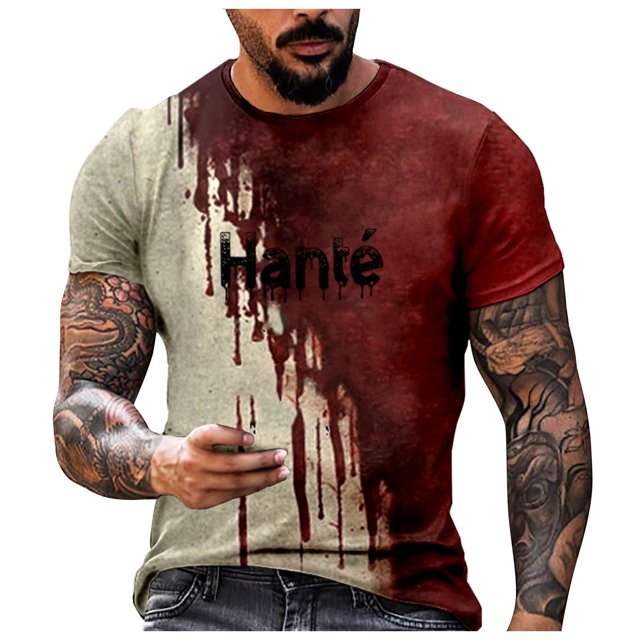 Playeras Hombre Gimnasio Hombres Letras Teñidas Cuello Redondo Manga Corta Camiseta Casual Tendencia Suelta Y Cómoda Superior
