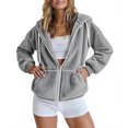 thumbnail image 4 of Htigea Womens Zip Up Hoodies Oversized Sweatshirts Fall School Fashion Outfits Casual Jackets Winter Clothes Gray L, 4 of 7