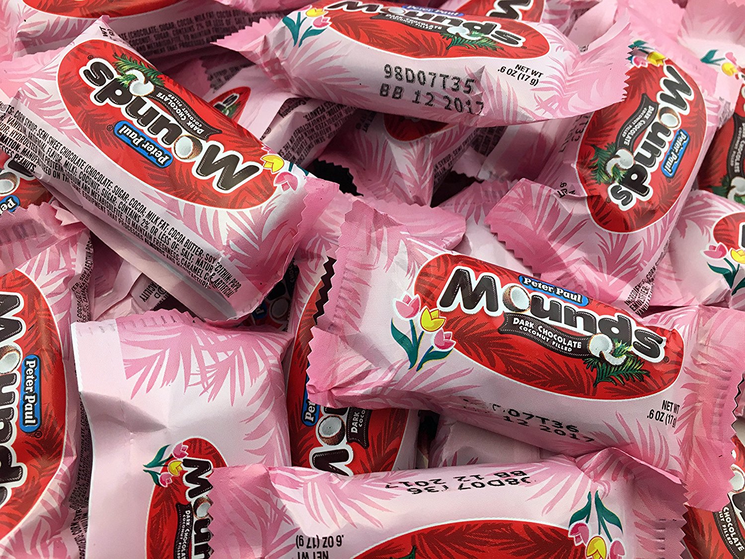 Mounds Candy Bars, Dark Chocolate Coconut Filled Snack Size Treats, 0.6