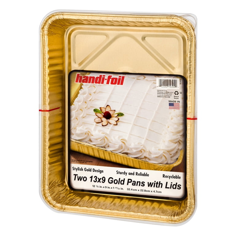 Handi-Foil Gold 13'X9' Aluminum Cake Pans with Lids - Walmart.com