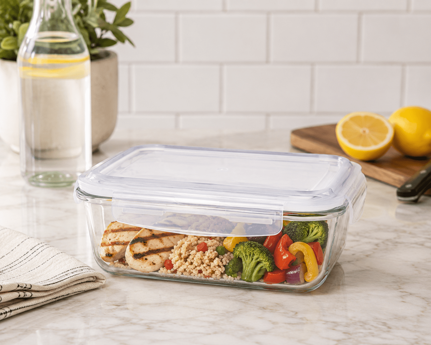 Con-Tact Rectangular Borosilicate Glass Container with Opaque Latch 6.4c