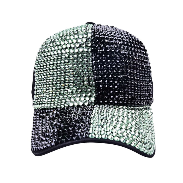 Unisex Rhinestone Baseball Cap, Color Block Adjustable Dad Hat with Diamond Embellishments, Breathable Sun Protection Soft Crown Cap for Outdoor Activities and All Seasons Wear