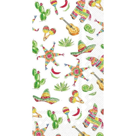 Boston International Rosanne Beck 3-Ply Paper Napkins, 16-Count Guest Size, Fiesta Pattern