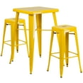 thumbnail image 2 of Flash Furniture Commercial Grade 23.75" Square Yellow Metal Indoor-Outdoor Bar Table Set with 2 Square Seat Backless Stools, 2 of 5
