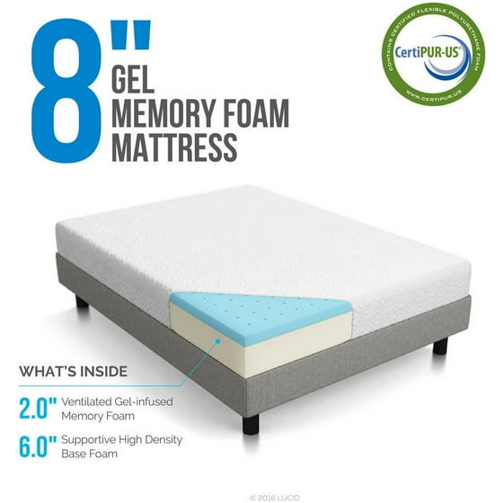 Lucid 8 Dual Layered Memory Foam Mattress Multiple Sizes