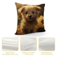 thumbnail image 4 of MDO  Cute Puppy Dog Sunflowers One Throw Pillow with Cover for Couch Bed Sofa, 18 x 18 Decorative Pillows w/Case, 4 of 5