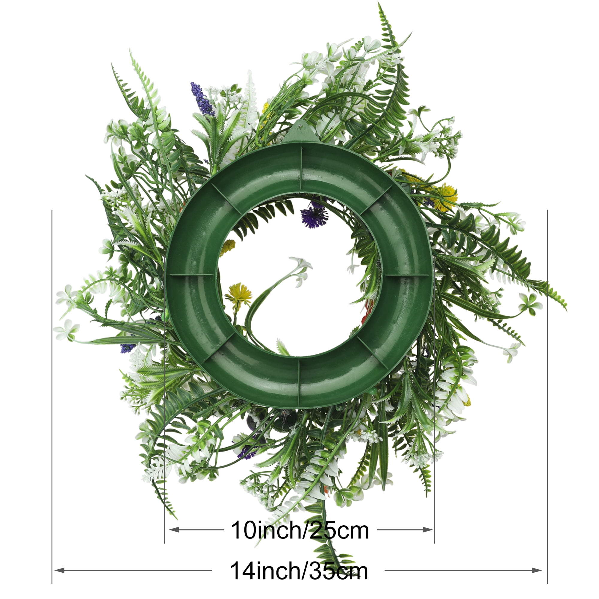 Unique Bargains Colorful Flower Front Door Wreath Farmhouse Spring Summer Decor Green 14"