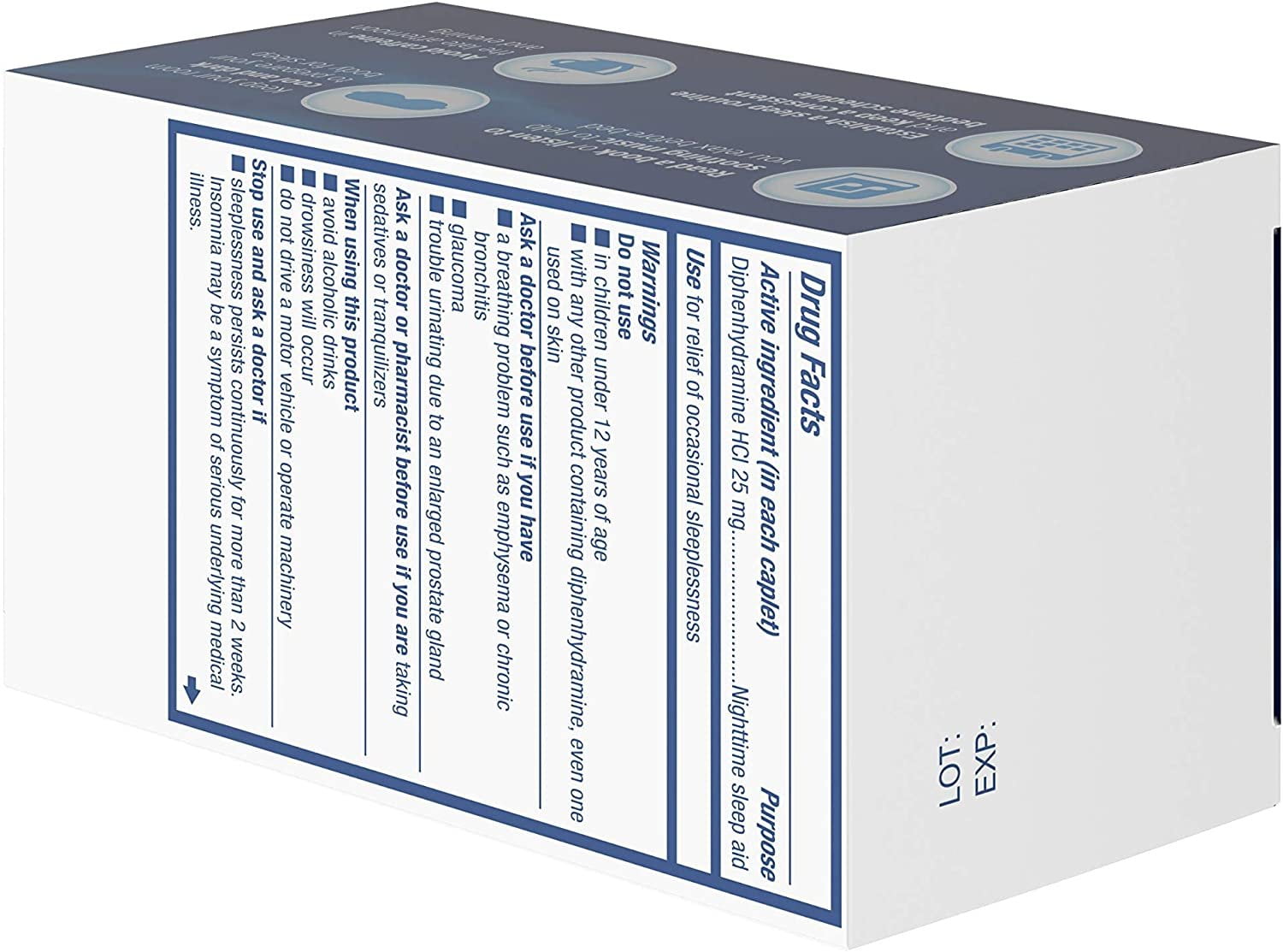 Simply Sleep Non-Habit Nighttime Sleep Aid Diphenhydramine Caplets, 100 Ct, 3-Pack