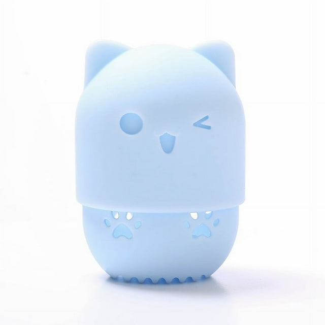 Estuche para guardar huevos de maquillaje de belleza, funda protectora portátil de silicona para viajes, caja de almacenamiento a prueba de polvo Meow puff