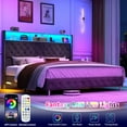 thumbnail image 5 of Blotout King LED Upholstered Bed Frame with Storage Wingback Headboard, Velvet Diamond Button Tufted Bed Frame USB & Type-C Ports and Side Pockets, Wood Slats Support, No Box Spring Needed, 5 of 10
