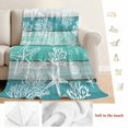 thumbnail image 5 of Teal Coastal Beach Blanket Soft Cozy Warm Throw Blanket for Couch, Plush Fuzzy Flannel Fleece Blankets for Sofa, Nautical Starfish Coral Vintage Wooden Bed Blankets Lightweight Gifts for Men, 40"x50", 5 of 9
