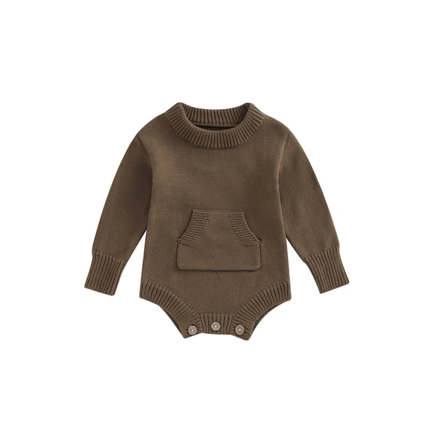 ZAXARRA Combinaison Chandail pour Bébé Garçon, Couleur Unie, Manches Longues, Col Rond, avec Poches, Vêtements Chauds Automne Hiver