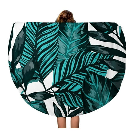 - SIDONKU 60 inch Round Beach Towel Blanket Watercolor Tropical Leaves Palms Monstera Passion Fruit Beautiful Allover Travel Circle Circular Towels Mat Tapestry Beach Throw