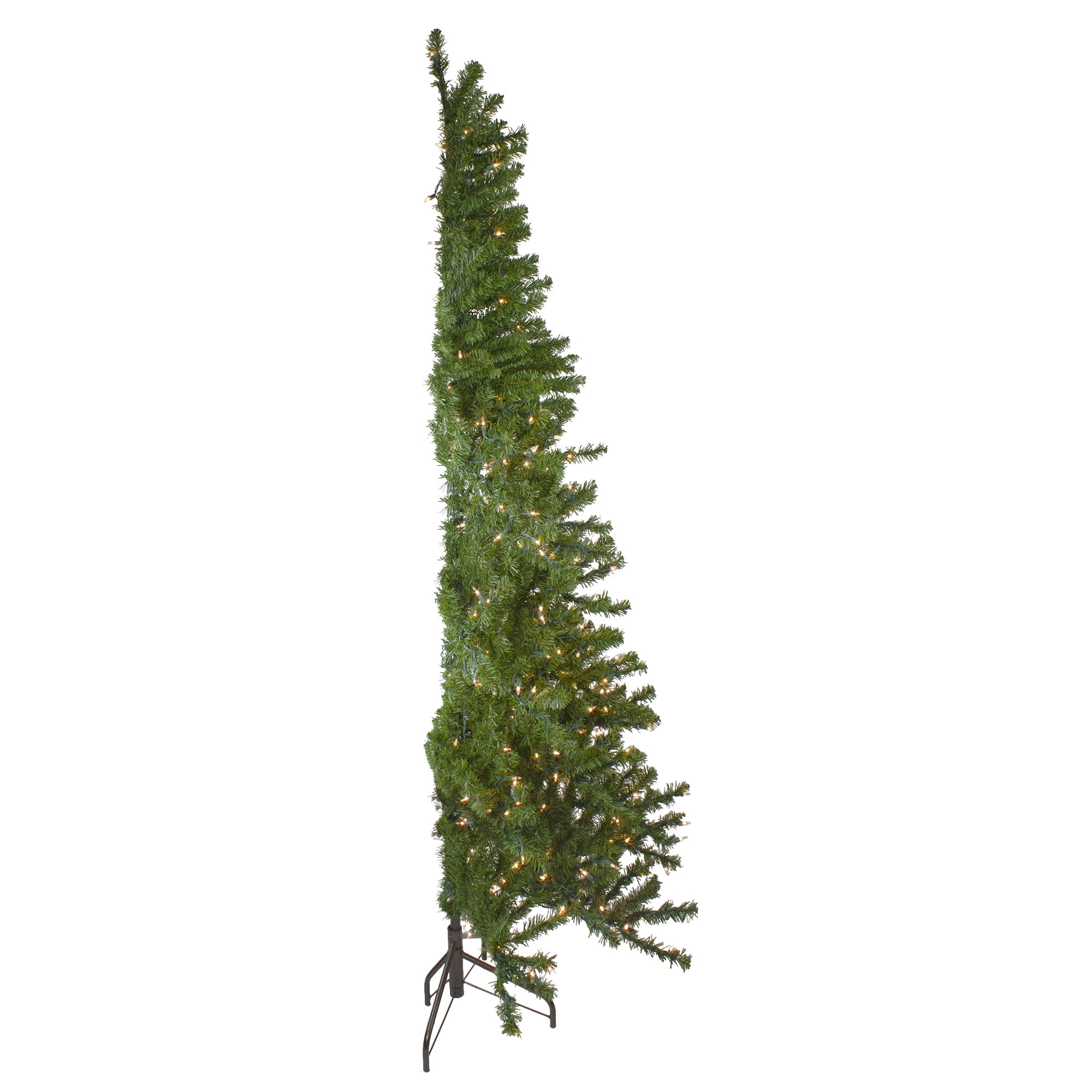 6.5' Pre-Lit Canadian Pine Slim Artificial Christmas Wall Tree Clear
