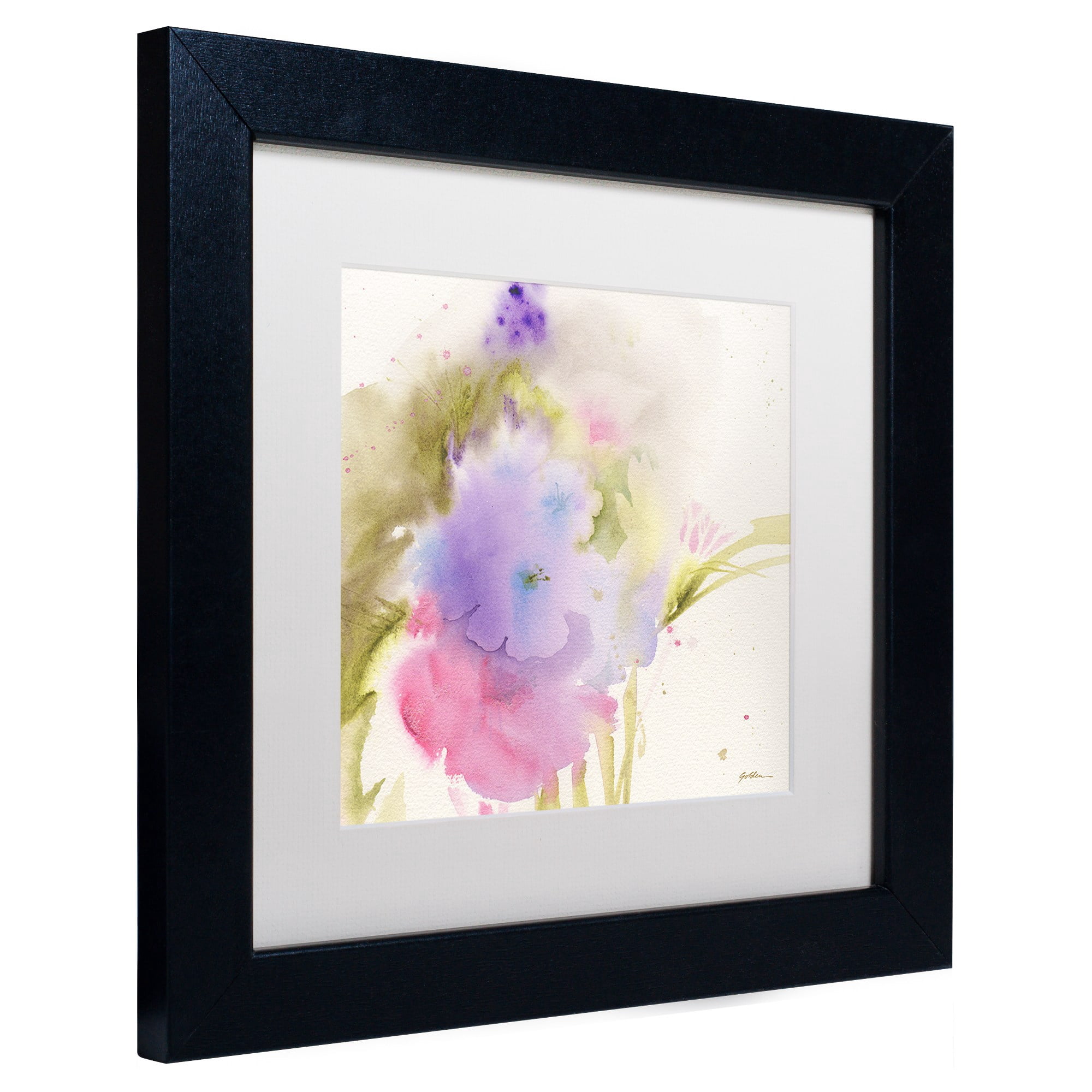 Trademark Fine Art "Purple Blooming" Canvas Art by Sheila Golden, White Matte, Black Frame