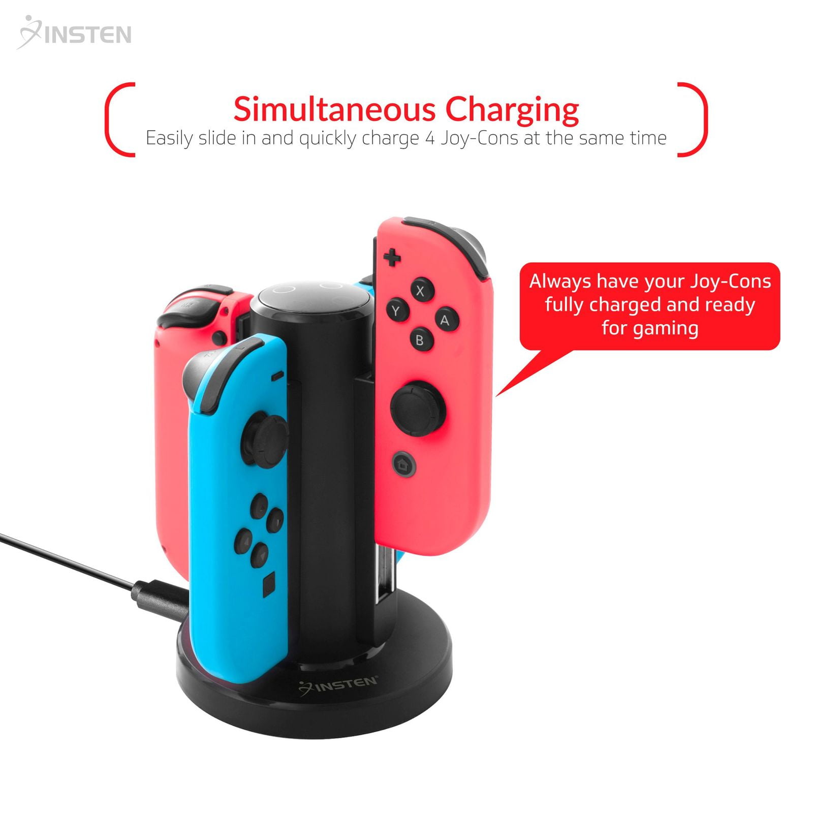 Døds kæbe klæde sig ud Kirurgi Insten 4 in 1 Joy Con Controller Charger Docking Stand For Nintendo Switch  and OLED Model Charging Dock Joycon with LED indication & USB Cable -  Walmart.com