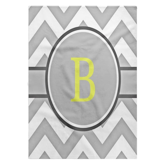 3dRose, Grey and white chevron with yellow monogram initial B, 22x30 Bath Hand Pool Towel