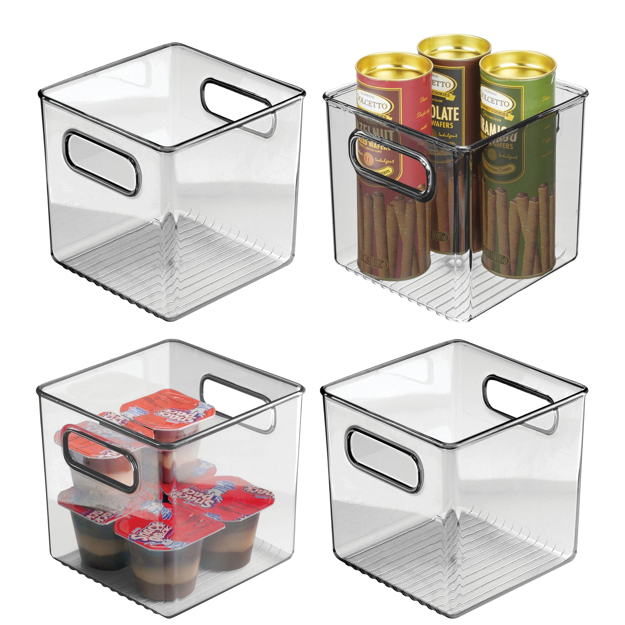 mDesign Plastic Kitchen Pantry Food Storage Bin, Handles, 4 Pack