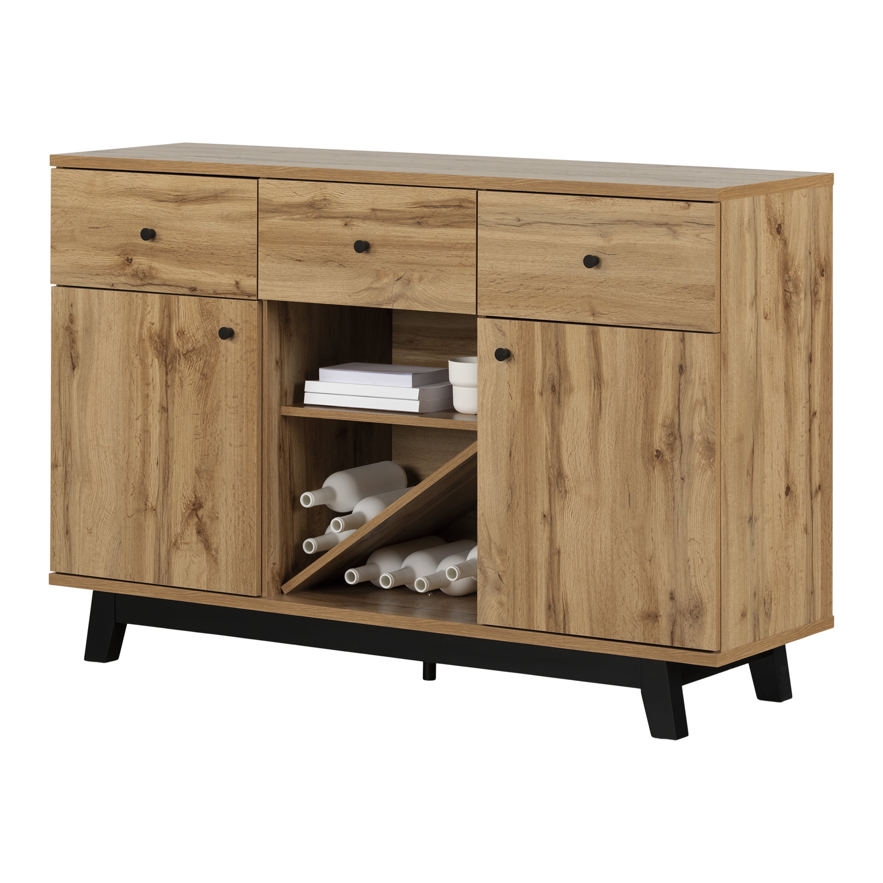 South Shore Bellami Contemporary Buffet with Wine Storage Nordik Oak