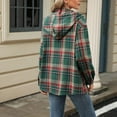 thumbnail image 4 of Pullover Hoodies for Women Plaid Long Sleeve Hooded Sweatshirt Button V-Neck Loose Fall Top Oversized Winter Shirt (Green M), 4 of 7