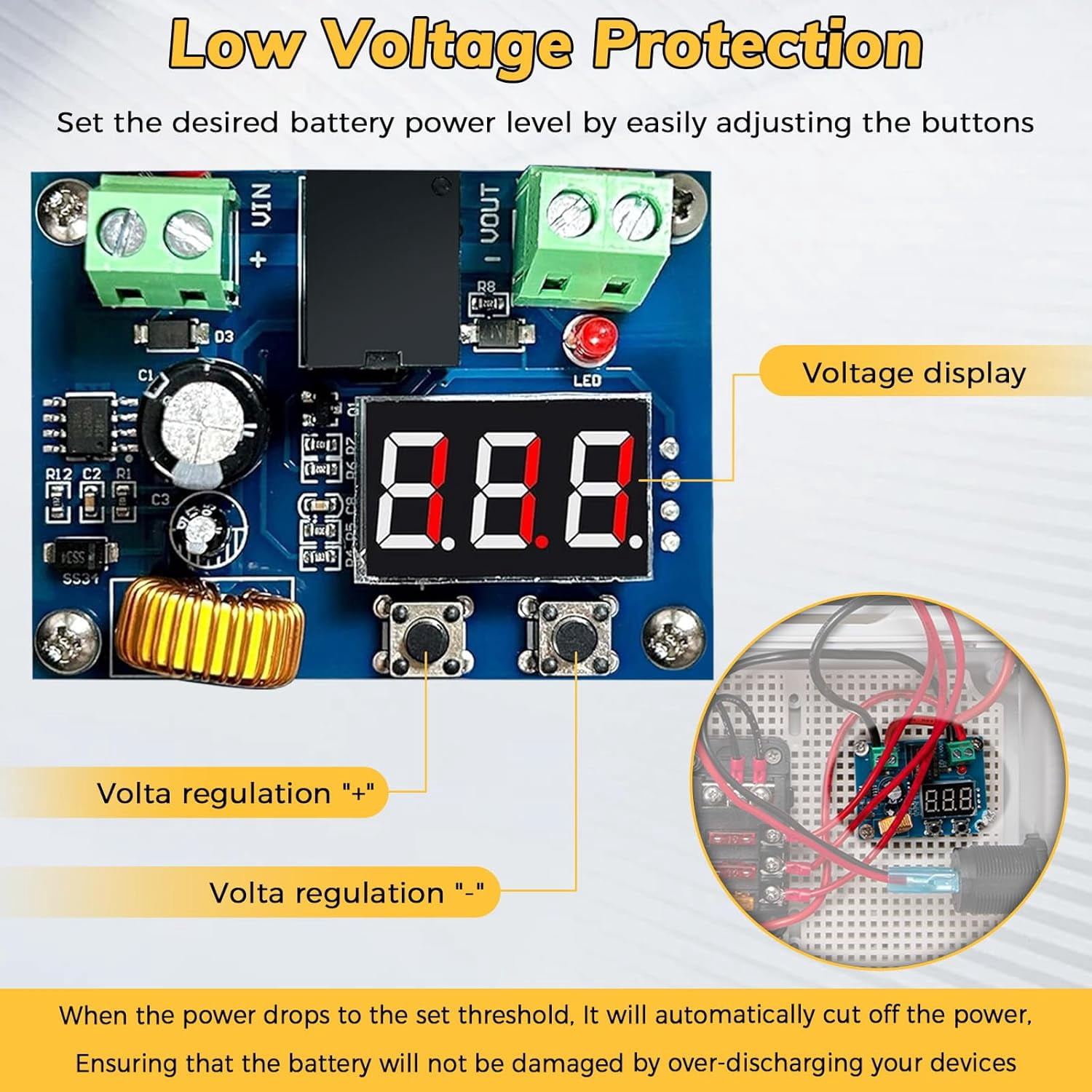 Power Distribution Box with Battery Adapter Fit for De.walt 20V Battery,with Pre-Installed Lines/Dual USB Charger/Low Voltage Protection