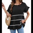 thumbnail image 2 of Blusa Informal de Verano de Corta con Volantes y Borlas Escalonadas para Mujer, Color Negro, Talla M, 2 of 9