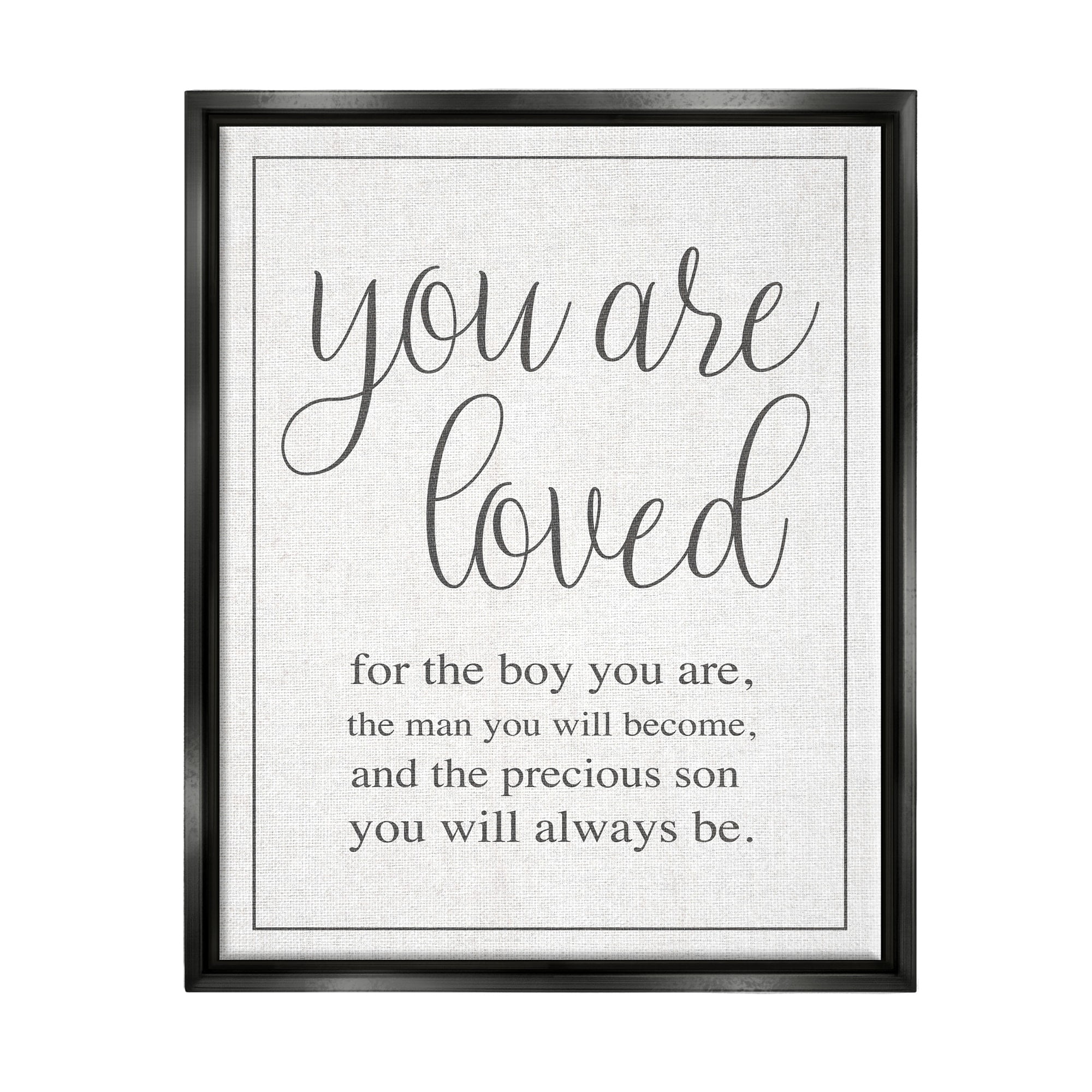 Stupell Industries You Are Loved Jet Black Framed Floating Canvas Wall Art, 16x20, by Daphne Polselli