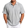 thumbnail image 2 of Fanshiluo Men's Checkered Print Short Sleeve Polo Shirt, Casual Collared Golf T-Shirt,Size:M,Big and Tall Men, 2 of 7