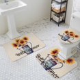 thumbnail image 3 of Hello Summer Bathroom Rugs Set Vintage Sunflower Floral Linen Texture Non Slip Absorbent Soft Bath Mats 3 Piece Set with Bathroom Rug, U-Shaped Floor Mat, Toilet Seat Cover Small Size, 3 of 9