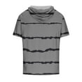thumbnail image 4 of FAIWAD Men's Short Sleeve Hoodies Sweatshirt Striped Print Drawstring Athletic Lightweight Hoodies Tops, 4 of 4