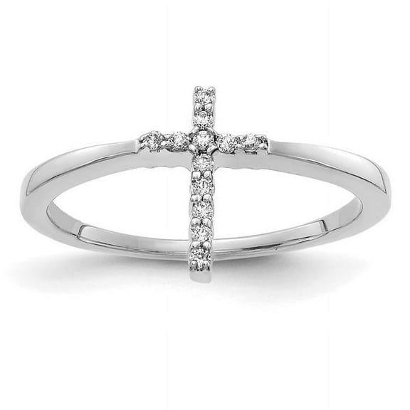 14k White Gold Diamond Cross Ring