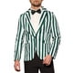 thumbnail image 1 of INSPIRAR CHIC Traje de Hombre a Rayas de Un Solo Botón Ajustado Casual Blazer Vertical Rayas Verde Blanco, 1 of 5