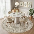 thumbnail image 5 of UERMEI 5'x5' Round Washable Area Rugs for Living Room, Vintage Floral Boho Printed Carpet, Non Slip Indoor Large Rugs for Bedroom Home Decor Carpets, Brown, 5 of 5