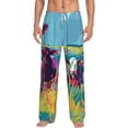 thumbnail image 2 of Lsque Pop Art Colorful Cows Print Men's Pajama Pants, Lounge Pant - Comfortable Home Wear,Elastic Waistband, Stylish Design-Small, 2 of 9