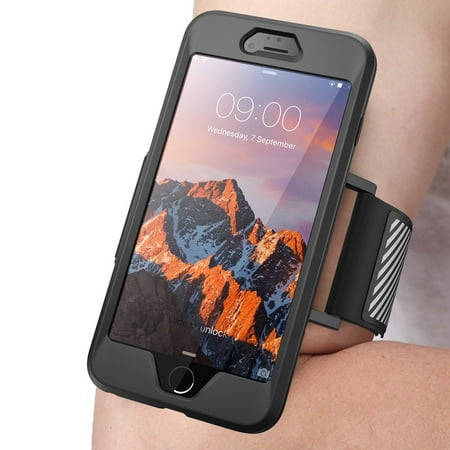 Iphone 7 Plus Case, iPhone 8 Plus Armband, SUPCASE Easy Fitting Sport Running Case with Premium Flexible Case Combo, Black