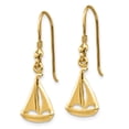 thumbnail image 5 of Diamond2Deal 14K Yellow Gold Sailboat Shepherd Hook Earrings for Women (L- 1.22 inch, W- 0.39 inch), 5 of 6