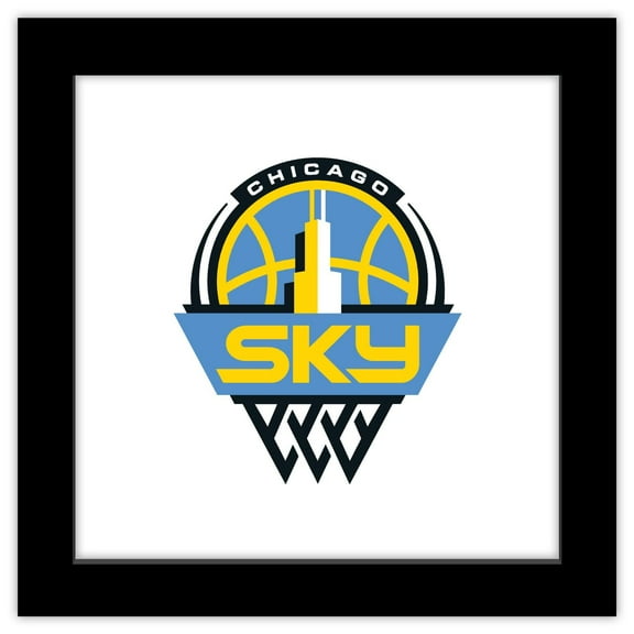 Gallery Pops WNBA Chicago Sky - Global Logo Wall Art, Black Framed Version, 12" x 12"