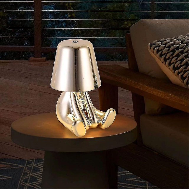 Lámpara de mesa táctil silverCBedside, lámpara de escritorio Gold Thinker, lámpara de mesita de noche decorativa portátil recargable inalámbrica con carga USB
