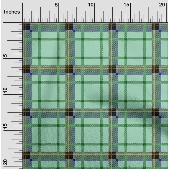 oneOone Polyester Lycra Fabric Tartan Check Decor Fabric Printed BTY 56 Inch Wide