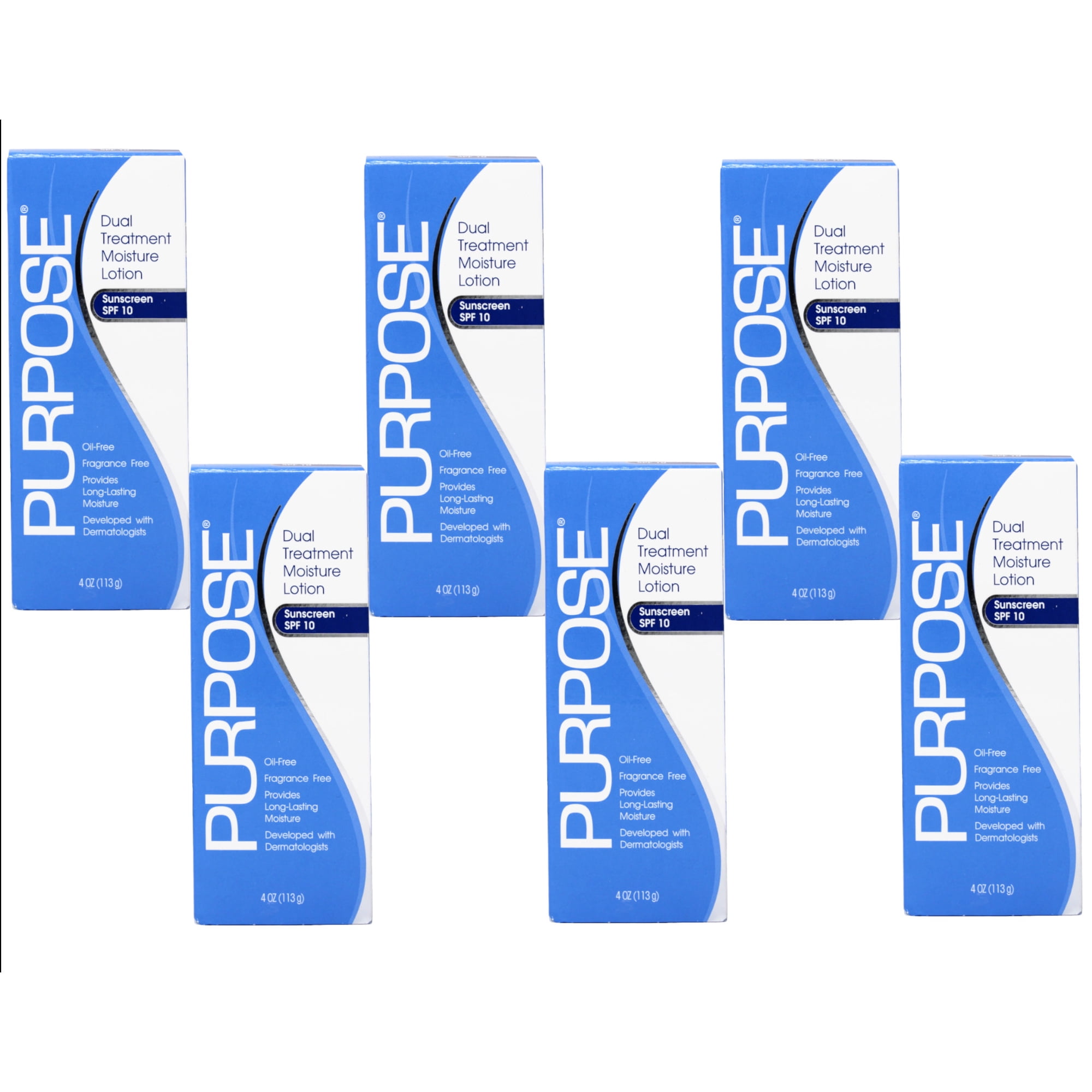 6 Pack - Purpose Dual Treatment Moisture Lotion SPF10 4 OZ Each