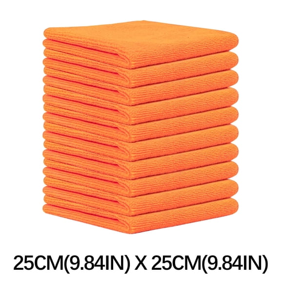 Mrmaere Microfiber Cleaning Cloth 25*25cm, Ultra Soft Absorbent Microfiber Cleaning Rags for Housekeeping Cleaning Supplies, Lint Free Reusable Cleaning Cloths for House Washable Car Orange
