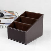 HTWW PU Leather Remote control/controller TV Guide/mail/CD organizer/caddy/holder with (Brown)