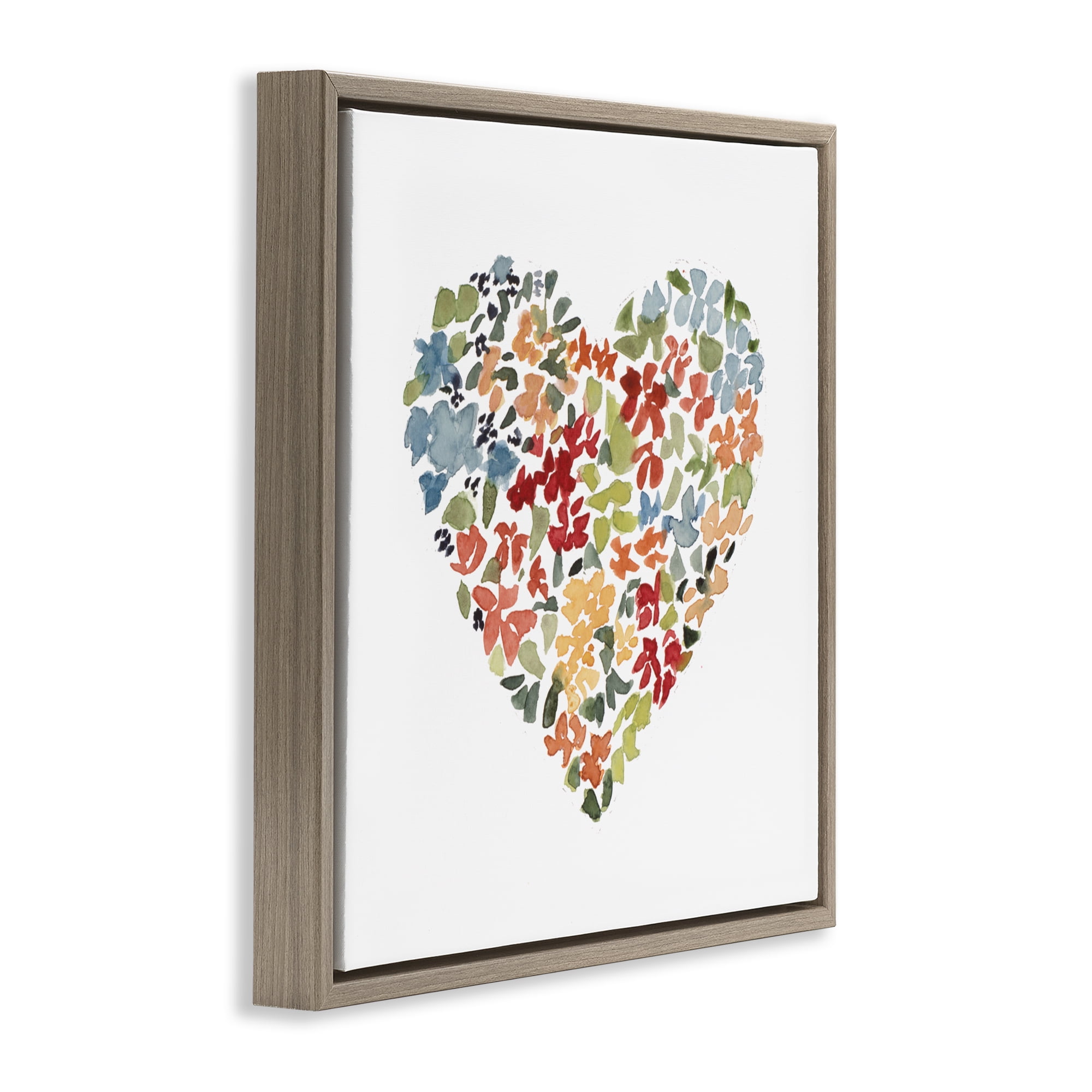 Stupell Industries Blooming Earth Tone Heart Brown Framed Floater Canvas Wall Art, design by Lanie Loreth