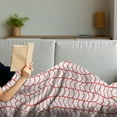 thumbnail image 3 of Modern Soft Flannel Fleece Throw Blanket, Geometrical Chevron Lines and Triangle Shaped Border Seem Artwork Image, Cozy Plush for Indoor and Outdoor Use, 70" x 90", Dark Coral and White, by Ambesonne, 3 of 5