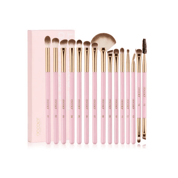 Set de 15 brochas de maquillaje Xtellar color rosa