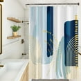 thumbnail image 2 of Boho Style Shower Curtain Watercolor Darkblue and Yellow Geometric Pattern Shower Curtains for Modern Abstract Bathroom Waterproof Fabric Decor Set with Hooks 54"W x 78"L (Pack of 1), 2 of 6