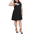 thumbnail image 7 of Agnes Orinda Women's Plus Size Formal Dresses Crew Neck Sleeveless Floral Decor Beach Casual Summer Midi Tank Dress 1X Black, 7 of 7