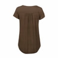thumbnail image 5 of Pxxlle Summer Tops for Women Dressy Casual Pleated Short Sleeve Shirt Loose Fit Round Neck Tunic Top Solid Color Brown XXL, 5 of 6