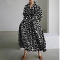 thumbnail image 1 of VISgogo Vestido elegante para mujer, color sólido/estampado de leopardo, manga larga, vestido camisero con cintura ceñida, S-XXXXXL VISgogo  moda, 1 of 2