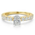 thumbnail image 3 of Gem Stone King 14K Two Tone Gold DEF Lab Grown Diamond Engagement Ring for Women | 1.35 Cttw | Oval 7X5MM | Gemstone April Birthstone | Size 6, 3 of 6